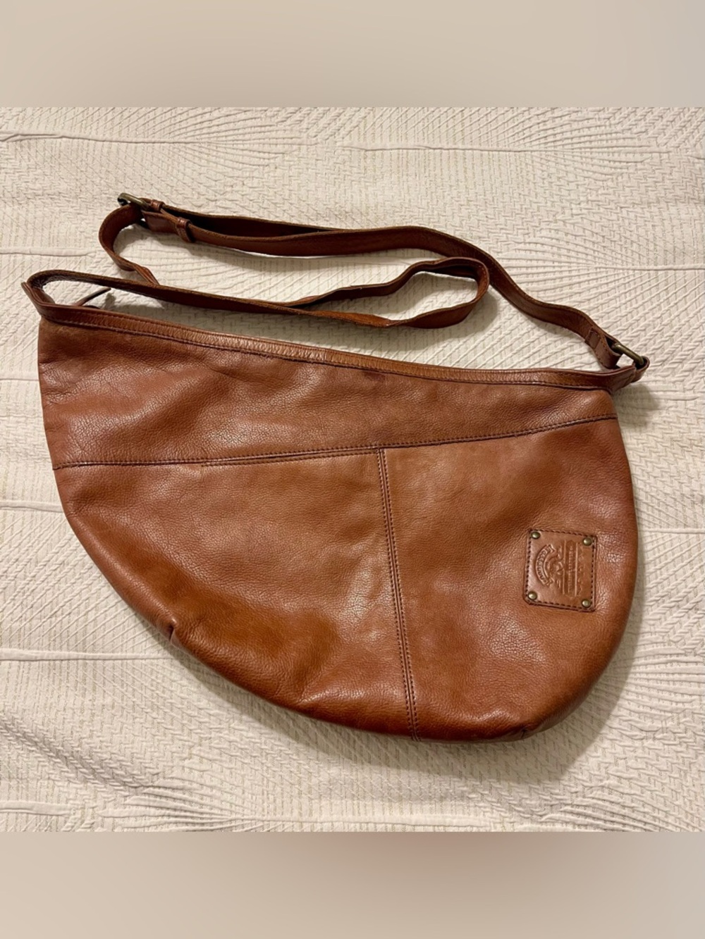 Ashwood Leather Asymmetrical Hobo Shoulder Bag in Whiskey Brown